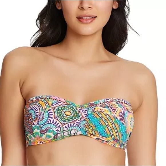 BLEU BY ROD BEATTIE Seriously Sunny Bandeau Bikini Top Multi swimsuit Ne… - Picture 2 of 16